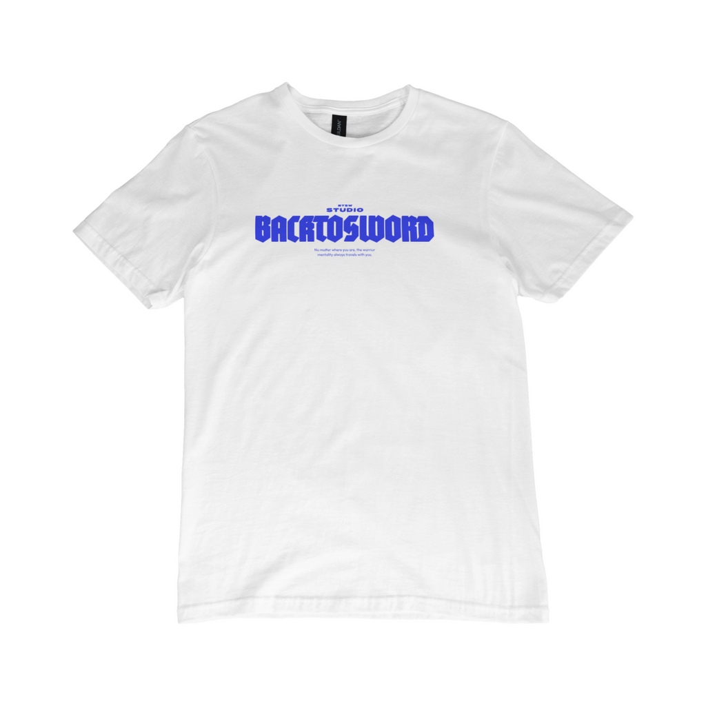 CAMISETA MANGA CORTA BLANCA BACKTOSWORD STUDIO | DROP 01 - EMBRACE VIOLENCE